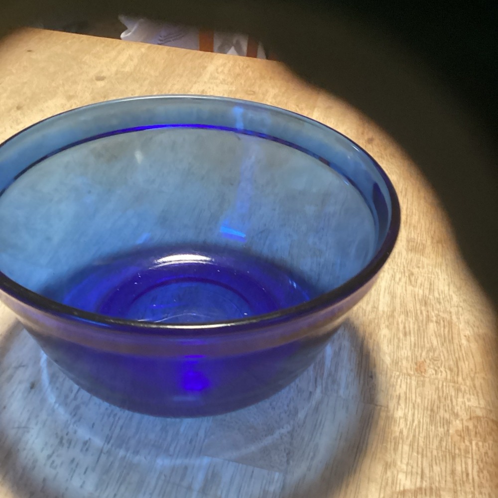Vintage Anchor Hocking USA Cobalt Blue Glass Nesting Mixing Bowl 2.5 Quart 1058